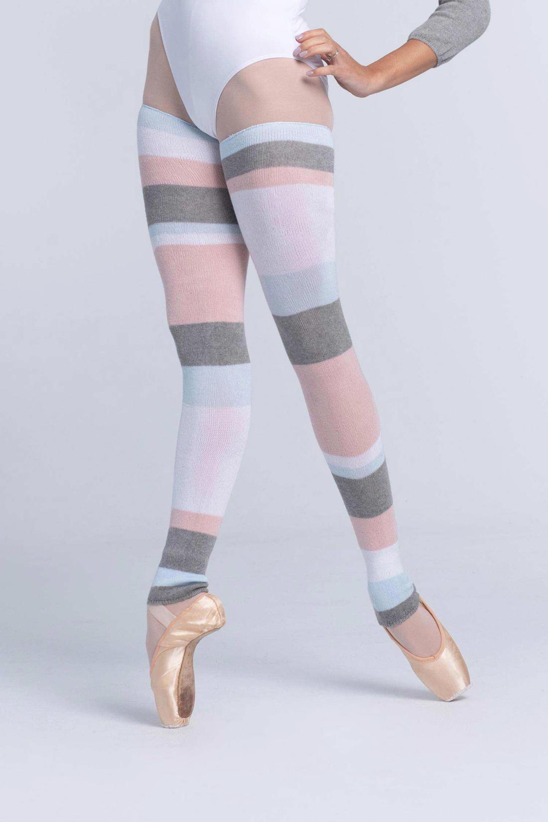Large Cotton leg warmers with asymmetric stripes Intermezzo dancewear ballet
