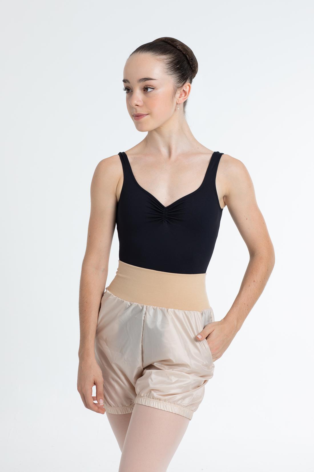 Shorts de calentamiento efecto sauna con bolsillos de Intermezzo para ballet