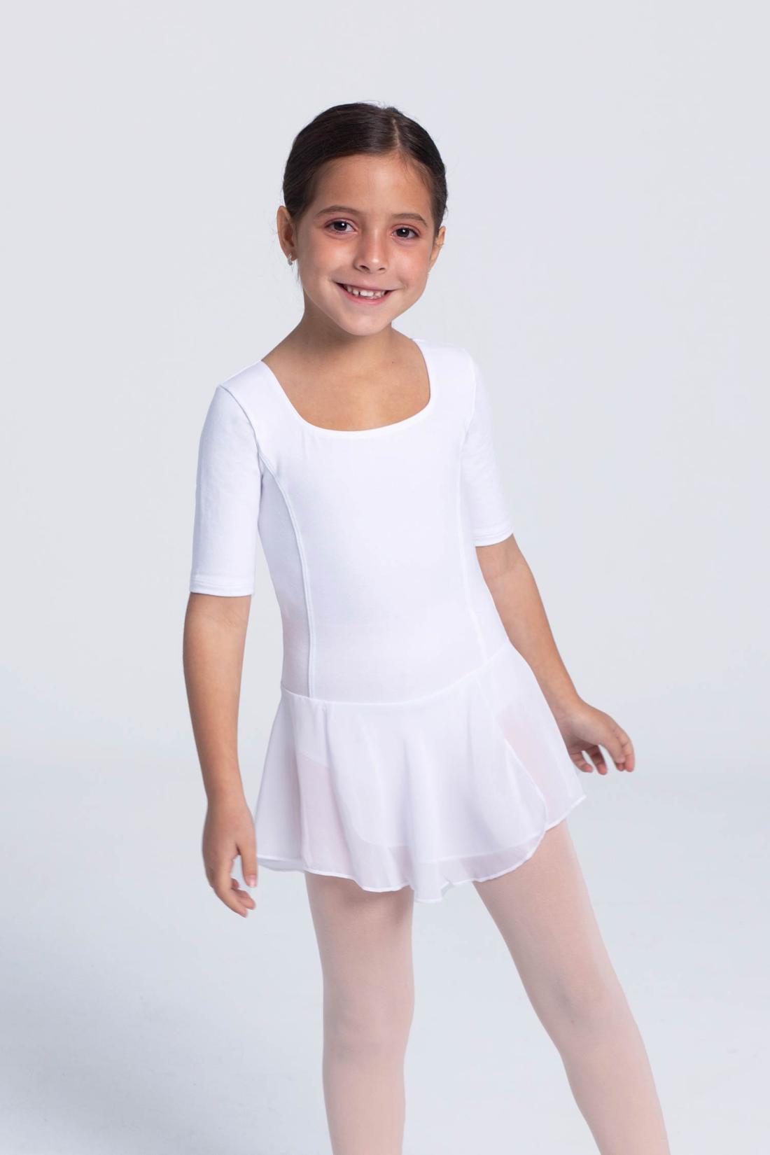 Short sleeve skirted ballet dress for girls in Cotton fabric Intermezzo dance