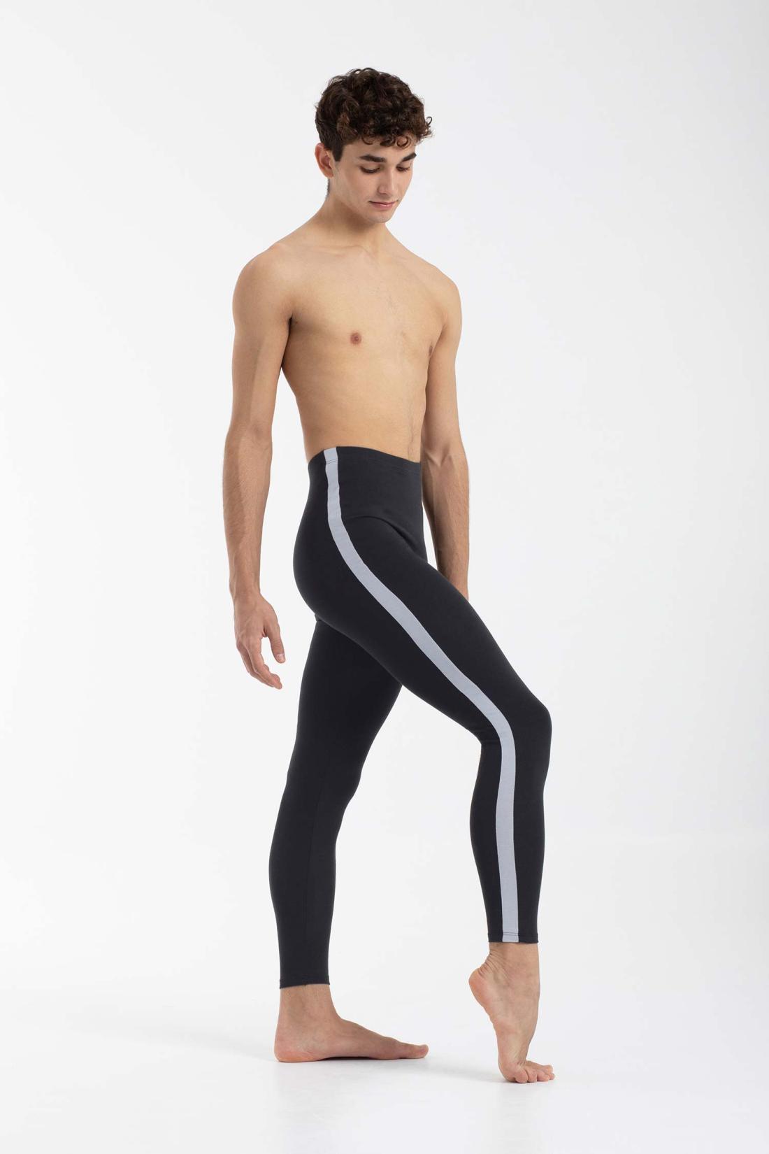 Men's Footless Tights with stripe on the sides for Male Dancers in Organic Cotton Intermezzo Ballet Dance