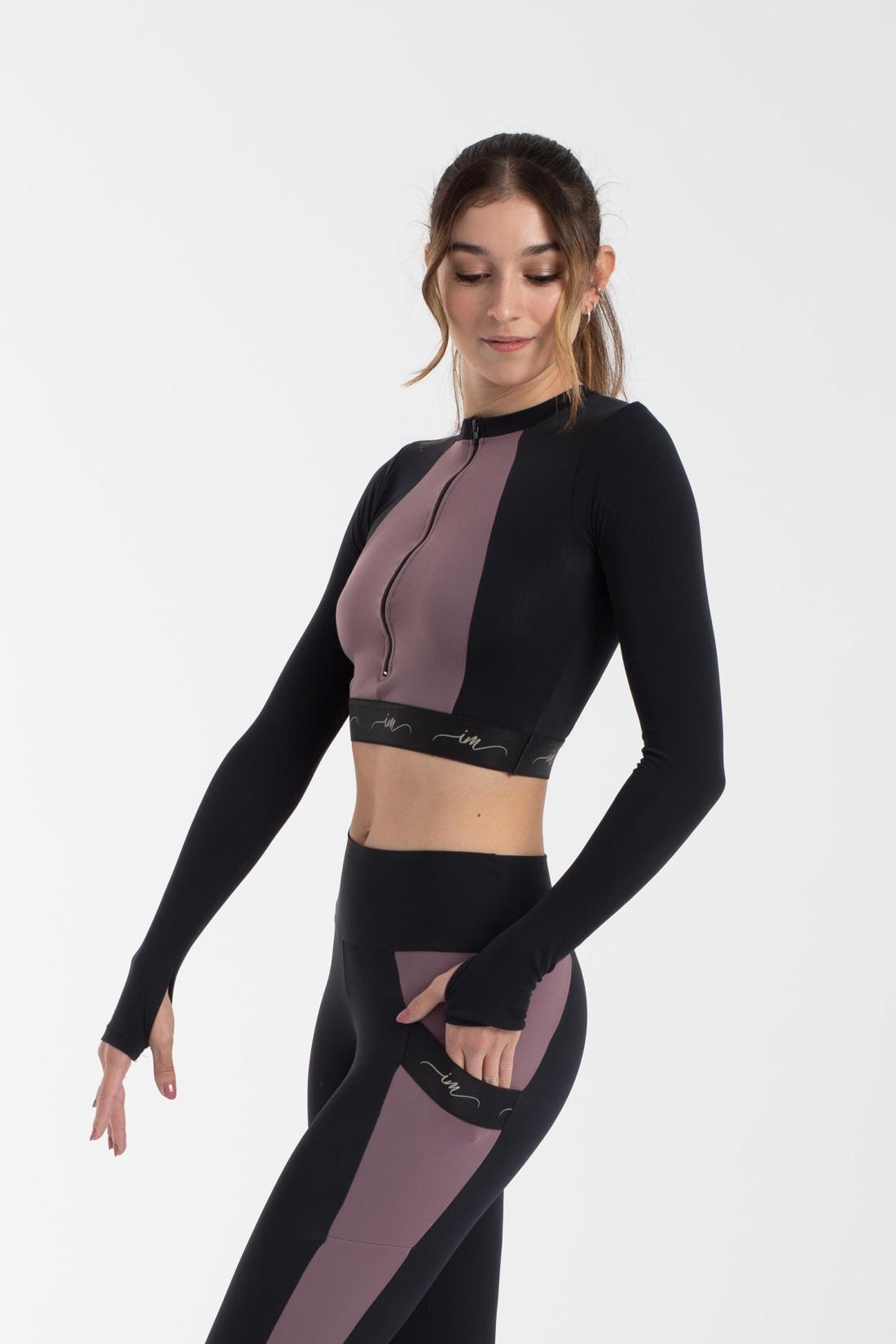 Bicolor Brenda Long-Sleeve Top with brushed fabric inside for Figure Skating by Intermezzo